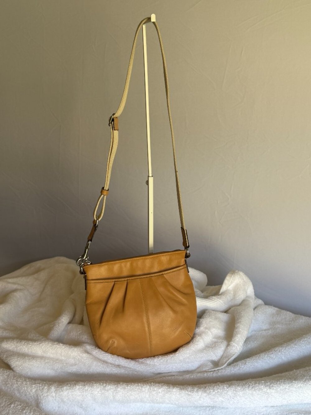COACH Soho Pleated Leather Crossbody with Adjustable Canvas Strap